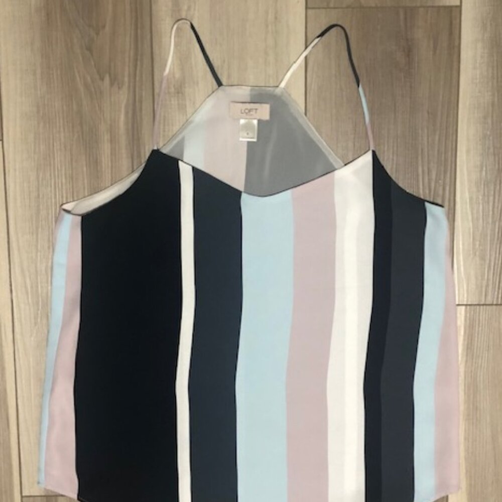 LOFT blue/pink Colorblock halter top Size Small - Picture 5 of 6